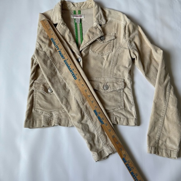 Aeropostale Tan Blazer size small Cotton spandex blend velvet feel. - Picture 8 of 12